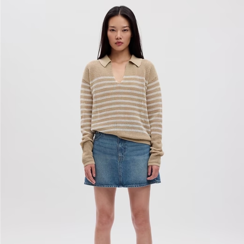 GAP CROCHET STRIPED SWEATER